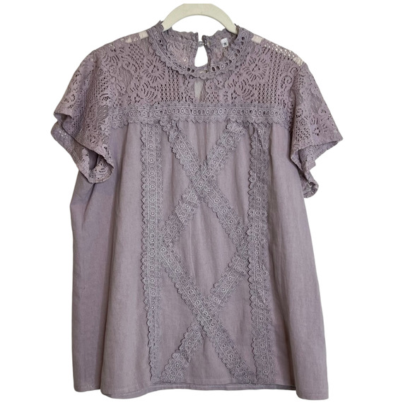 Unbranded Tops - Womens Dainty Feminine Blouse Size Medium Lavender Cottagecore Fairy Crochet